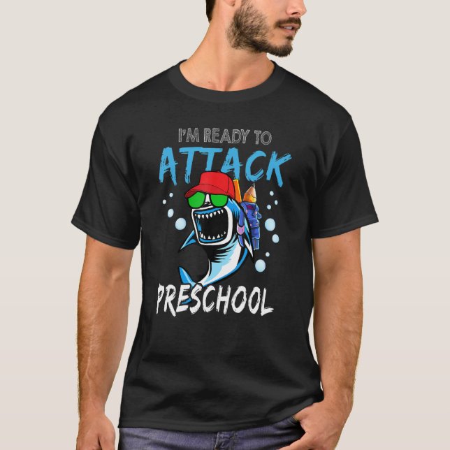 T-shirt Requin Prêt À Attaquer Les Garçons De L'École Prés (Devant)