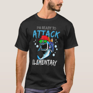 T-shirt Requin Prêt à Attaquer les Garçons Élémentaires de
