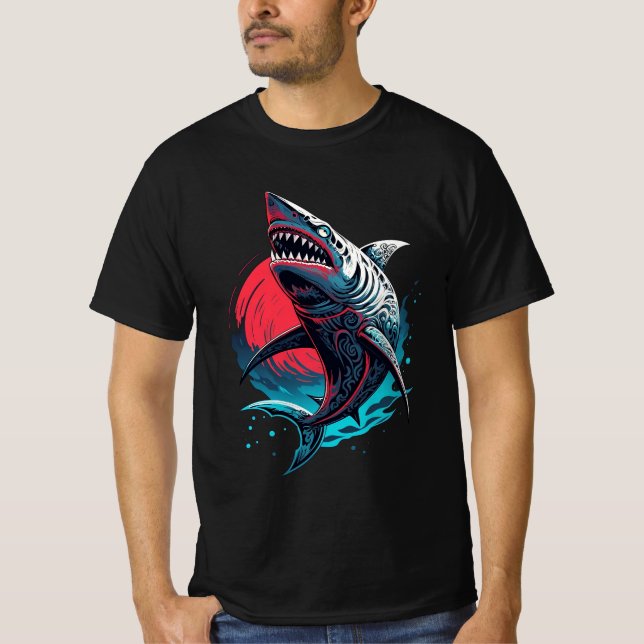 T-shirt Requin sauvage à motifs (Devant)