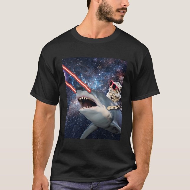T-shirt Requin spatial laser à équitation (Devant)