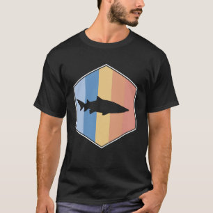 T-shirt Requin tigre aux couleurs rétro dans un Hexagon