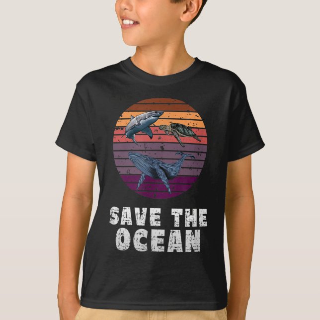 T-shirt Requin, Tortue de mer, Baleine, Protection De l'en (Devant)