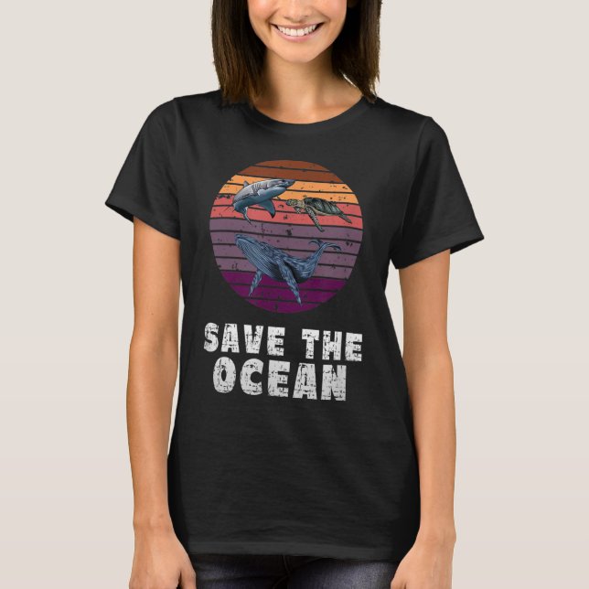 T-shirt Requin, Tortue de mer, Baleine, Protection De l'en (Devant)