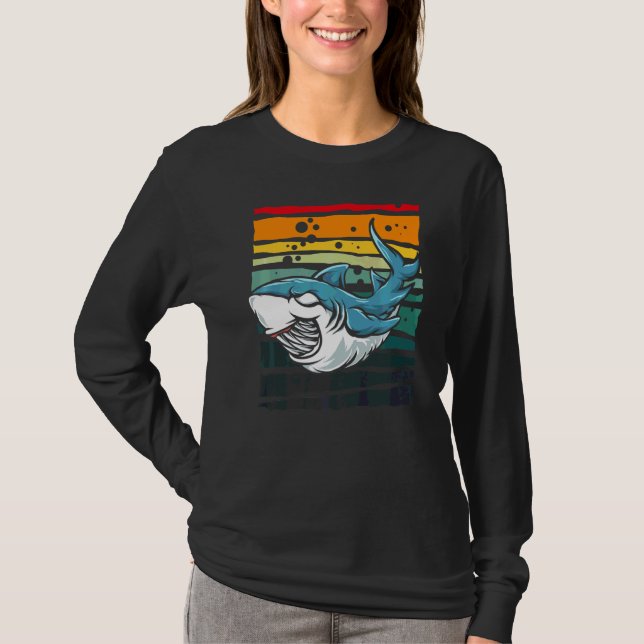 T-shirt Requin Vintage Retro Sunset (Devant)