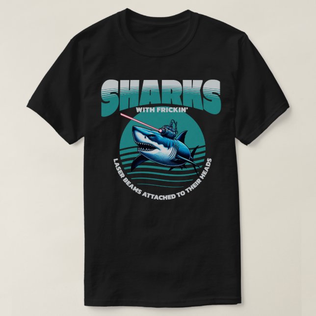 T-shirt Requins avec poutres laser froides attachées à leu (Design devant)