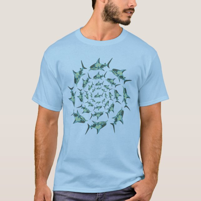 T-shirt requins bleu t cool en cercles (Devant)