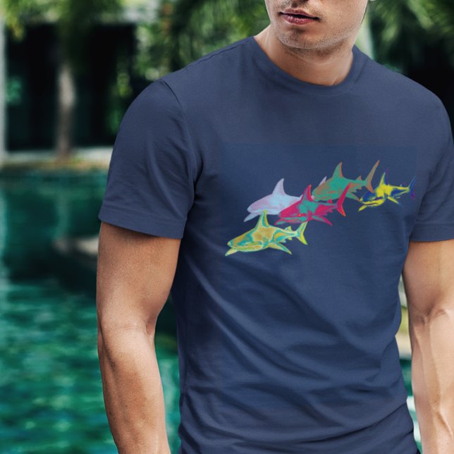 T-shirt Requins colorés cool (colorful graphic illustration of sharks)