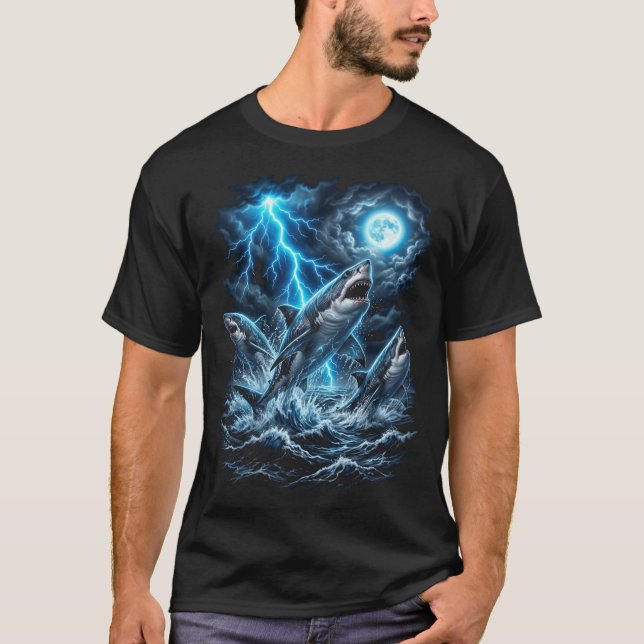 T-shirt Requins de l'océan orageux (Devant)