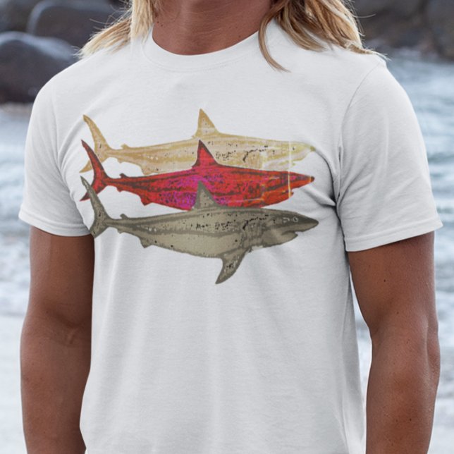 T-shirt requins de mer cool blanc (Créateur téléchargé)