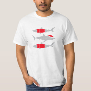 T-shirt Requins de Noël en chapeaux de Père Noël et pulls