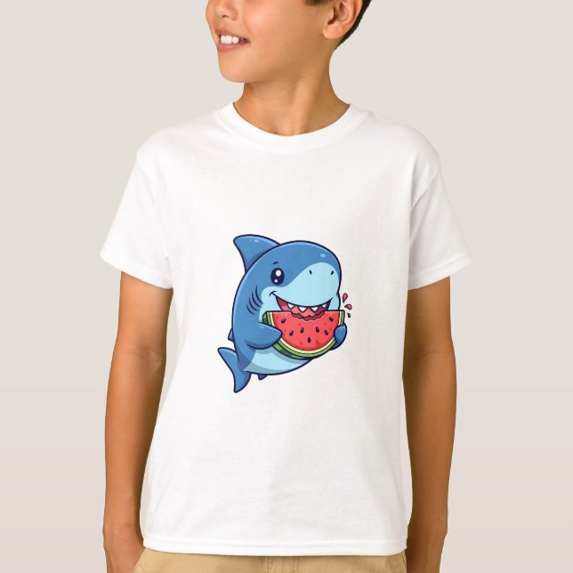 T-shirt Requins enfants mangeant de la pastèque (Devant)