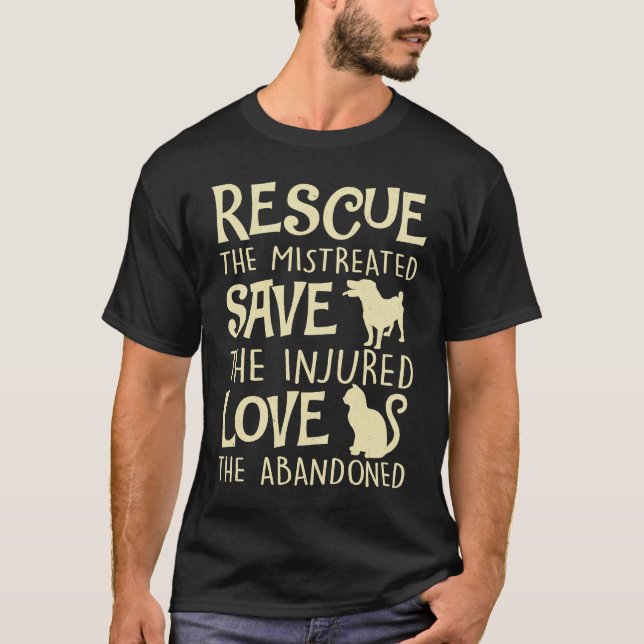 T-shirt Rescue Save Love  Cute Animals Rescue Dog Cat (Devant)