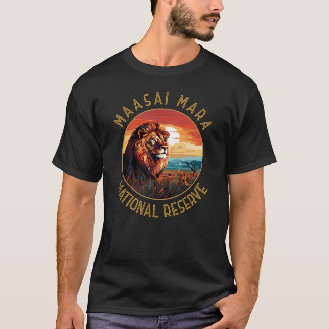 T-shirt Réserve nationale de Massai Mara Lion Retro désorg (Devant)
