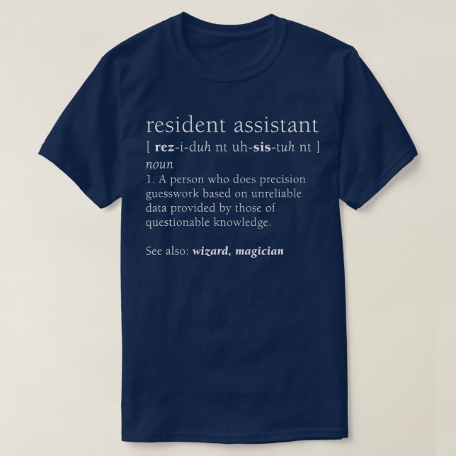 T-shirt Résident Assistant Définition Chemise Drôle Retour (Design devant)