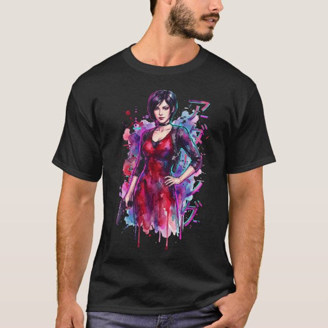 T-shirt Resident Evil Ada Wong Vaporwave Rétro Synthwave (Devant)