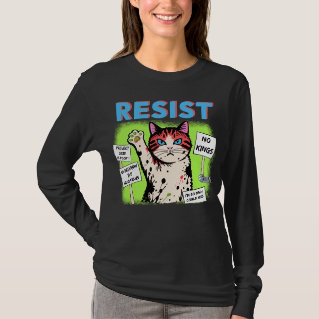 T-shirt Résistance Protestation Chat 2025 (Devant)