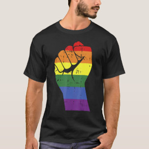 T-shirt Résiste Poing Retro Arc-En-Ciel Lgbt Pride Gay Lgb