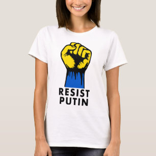 T-shirt Résister à Poutine Manifestation Poing Levée