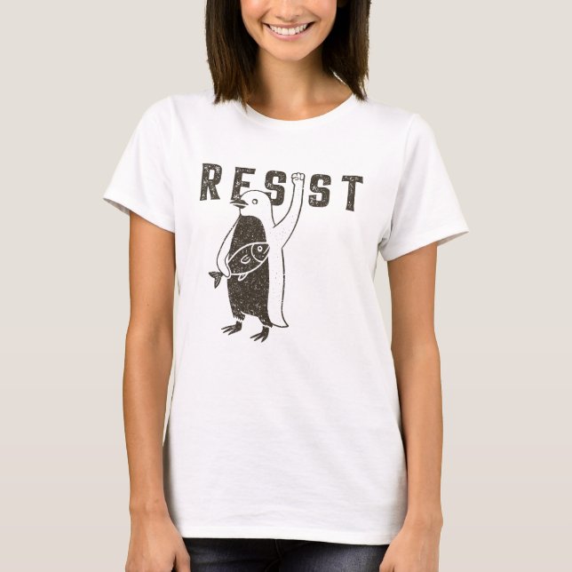 T-shirt Résister Activisme Penguin Design graphique Vintag (Devant)