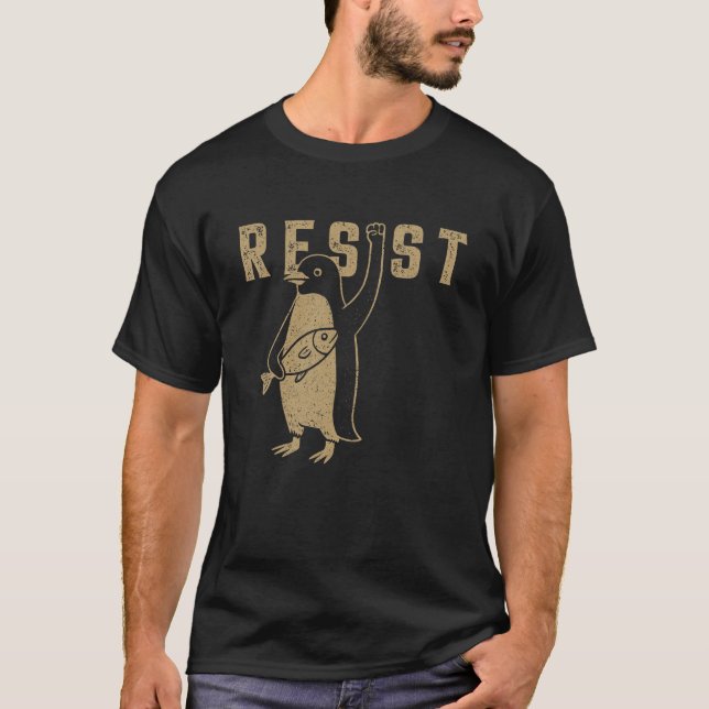 T-shirt Résister Activisme Penguin Design graphique Vintag (Devant)