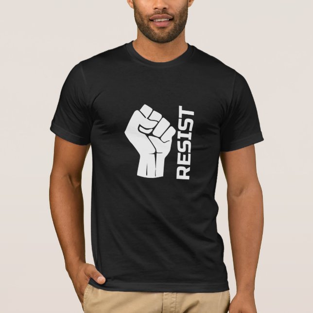 T-shirt Résister avec le poing - en blanc 0002 (Devant)