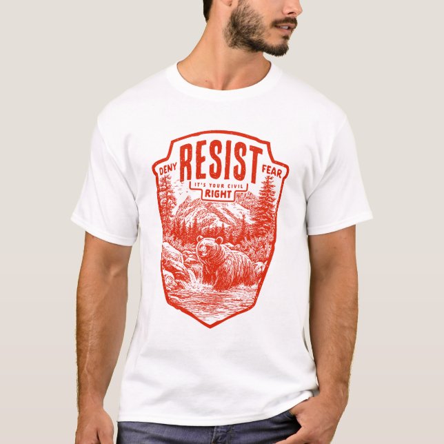 T-shirt Résister C'est votre droit civil Bear Retro (Devant)