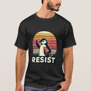 T-shirt Résister Penguin Retro Sunset Funny Manifestation 
