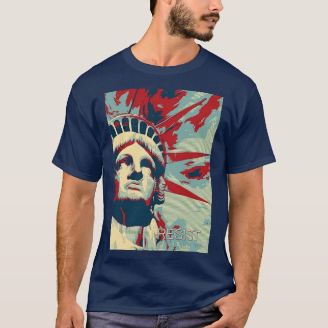 T-shirt RÉSISTEZ - à la statue de la liberté (Devant)