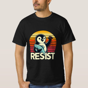 T-shirt Résistez au Penguin Retro Sunset Animal de protest