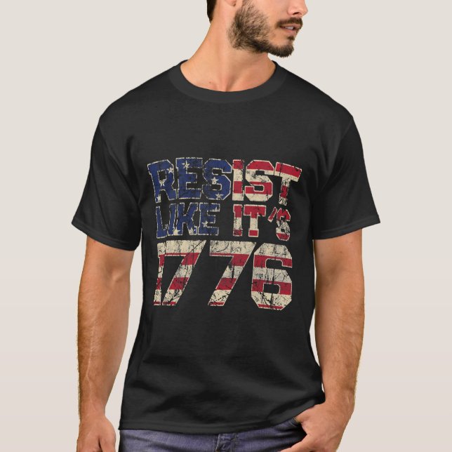 T-shirt Résistez comme c'est le drapeau américain 1776 Pat (Devant)