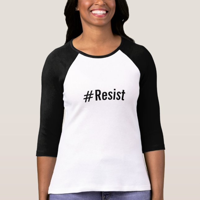 T-shirt #Résistez, texte noir gras en blanc (Devant)
