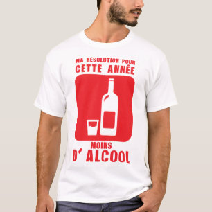 T-shirt resolution annee moins alcool bouteille verre nouv