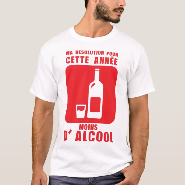 T-shirt resolution annee moins alcool bouteille verre nouv (Devant)