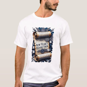 T-Shirt Résolution du Nouvel An, Scroll Orné
