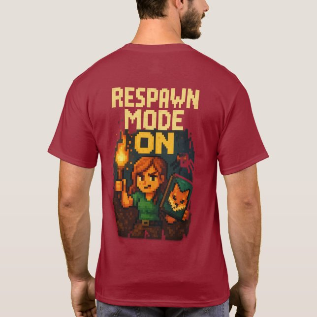T-shirt “Respawn Mode On – Pixel Gamer Girl T-Shirt” (Dos)