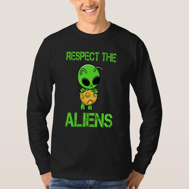 T-shirt Respect The Aliens I Green Alien I Kids Alien (Devant)