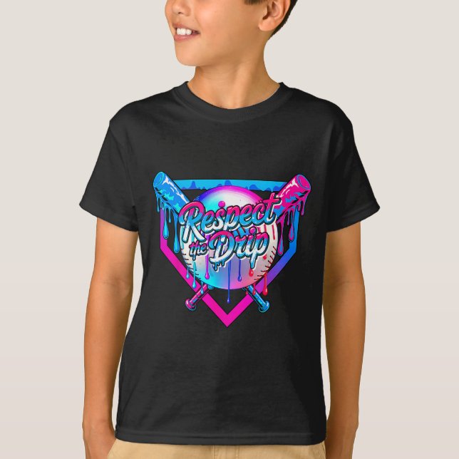T-shirt Respect The Drip Baseball Ice Cream For Kids Boys  (Devant)