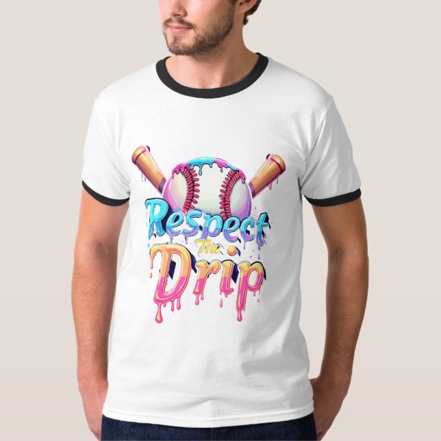 T-shirt Respect The Drip Vibrant Typography Baseball (Devant)