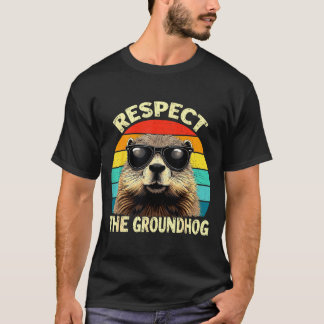 T-shirt Respect The Groundhog Lover Vintage Animal Ground 