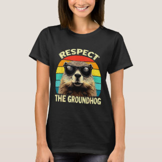 T-shirt Respect The Groundhog Lover Vintage Animal Ground 
