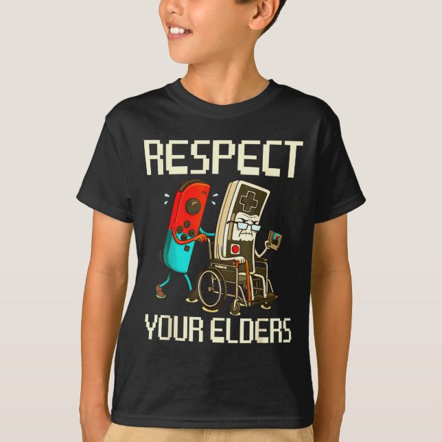 T-shirt Respect Your Elders Gaming Clic  (Devant)