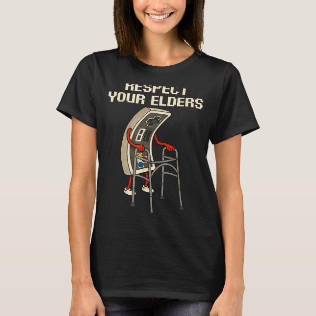 T-shirt Respect Your Elders Retro Gaming Funny Gamer Contr (Devant)