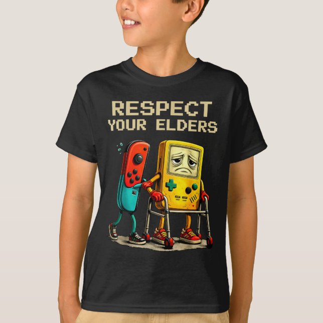 T-shirt Respect Your Elders Retro Gaming Funny Gamer Contr (Devant)