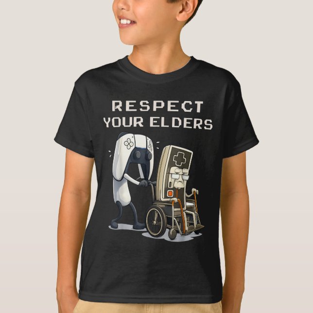 T-shirt Respect Your Elders Retro Gaming Funny Gamer Contr (Devant)