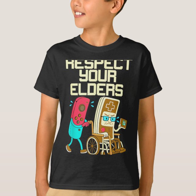 T-shirt Respect Your Elders Retro Gaming Funny Gamer Contr (Devant)