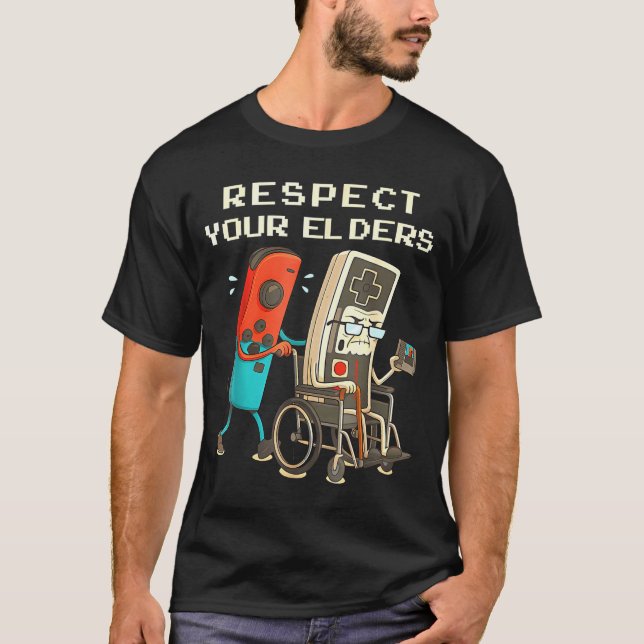 T-shirt Respect Your Elders Retro Gaming Funny Gamer Contr (Devant)