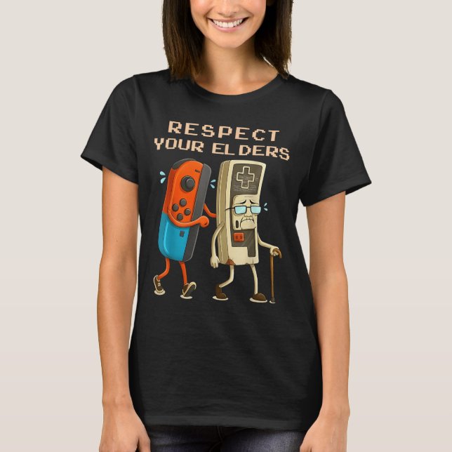 T-shirt Respect Your Elders Retro Gaming Funny Gamer Contr (Devant)