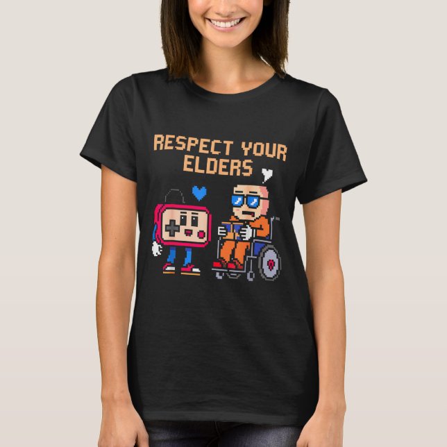 T-shirt Respect Your Elders Retro Gaming Funny Gamer Contr (Devant)