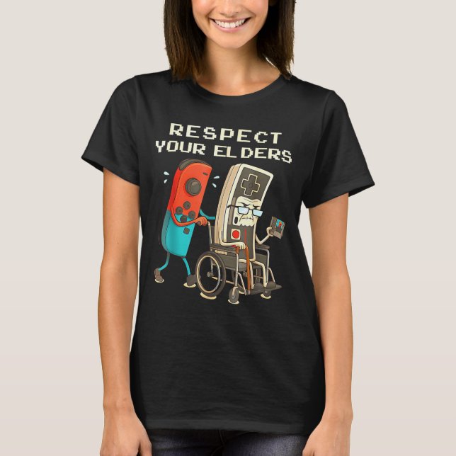 T-shirt Respect Your Elders Retro Gaming Funny Gamer Contr (Devant)