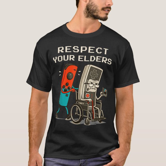 T-shirt Respect Your Elders Retro Gaming Funny Gamer Contr (Devant)